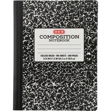 H-E-B College Ruled Composition Notebook - Black, 9.75" x 7.5"