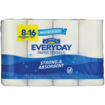 Hill Country Fare Invent-A-Size Double Roll Paper Towels, 8 ct