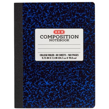 H-E-B College Ruled Composition Notebook - Blue Marble, 9.75" x 7.5"
