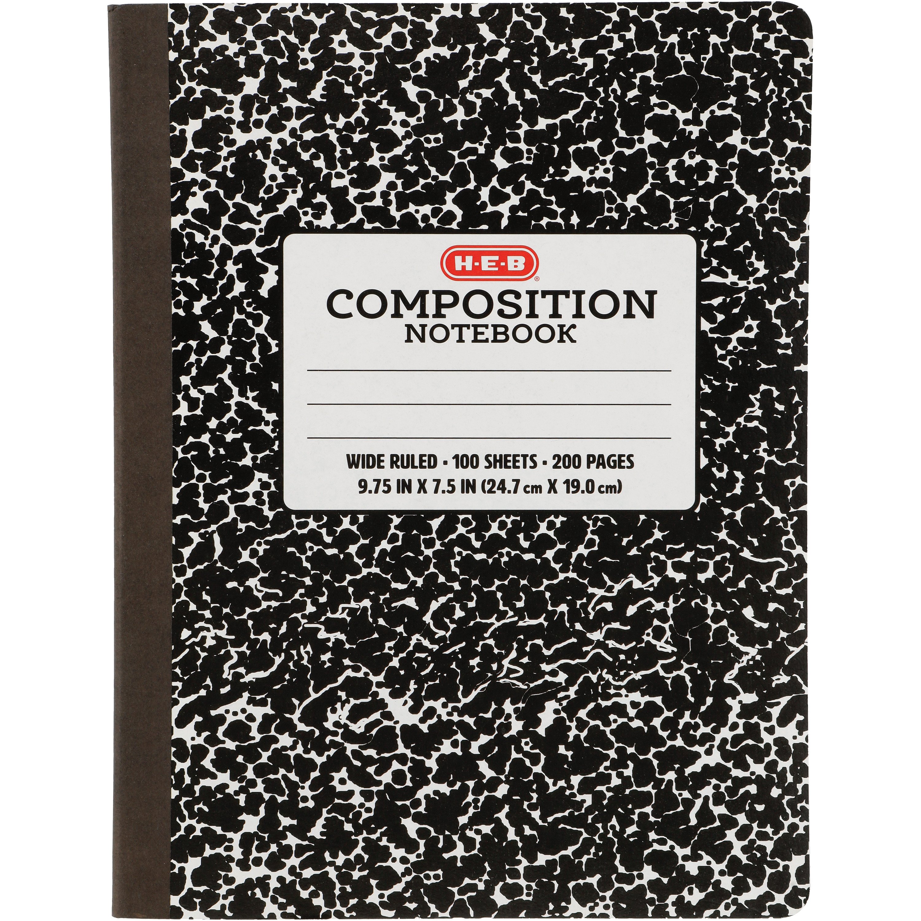 H-E-B Wide Rule Composition Notebook Black Marble Shop School & Office Supplies at H-E-B