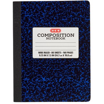 H-E-B Wide Ruled Composition Notebook - Blue Marble