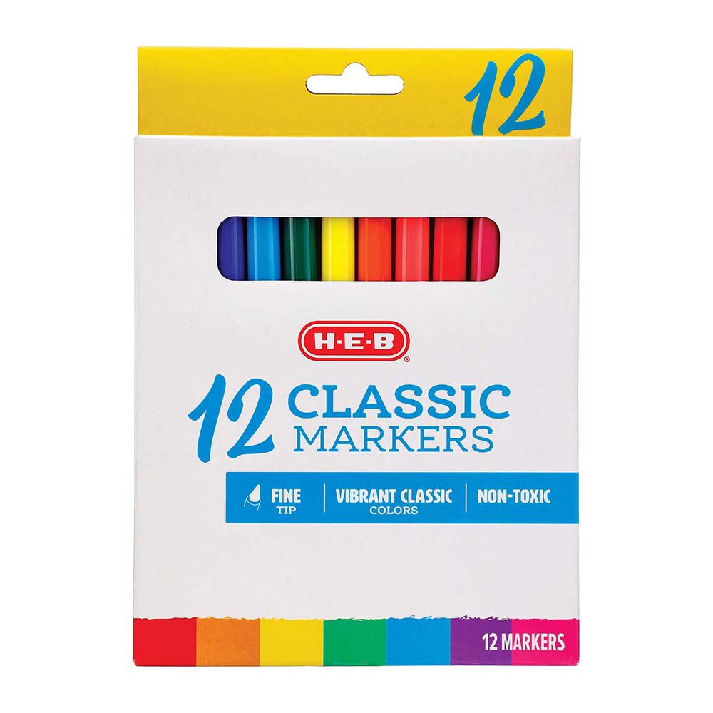 H-E-B Fine Tip Classic Markers – Assorted Colors - Shop Markers at