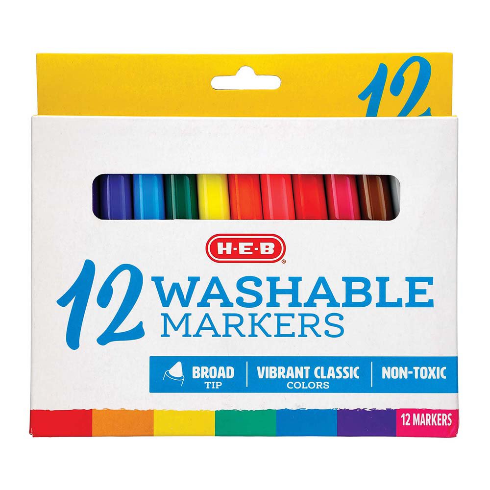 H-E-B Broad Tip Washable Markers - Vibrant Colors - Shop School ...