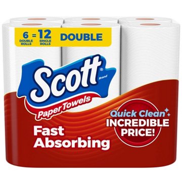 Scott Choose-A-Sheet Paper Towels, 6 Double Rolls