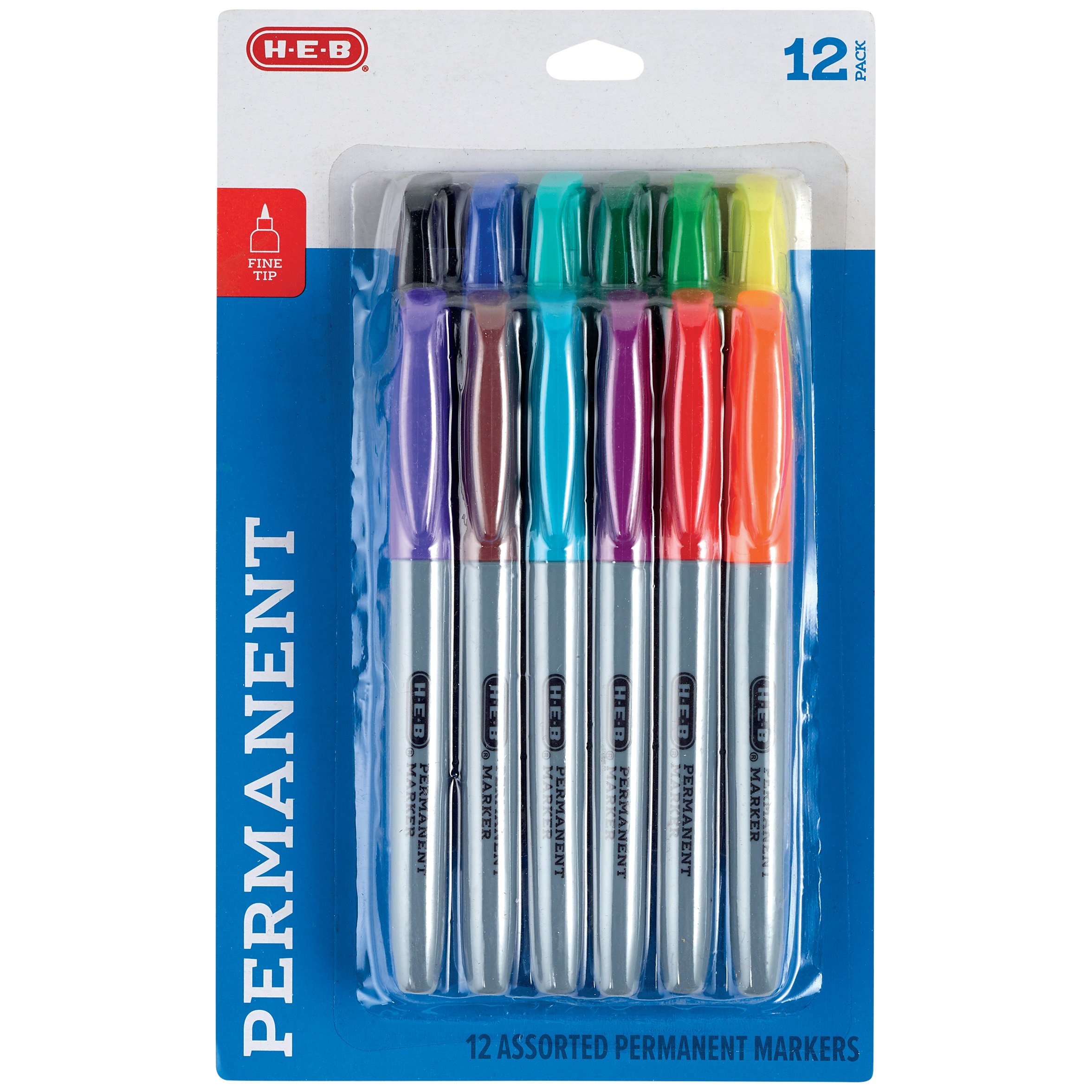 H-E-B Fine Tip Permanent Markers - Assorted Colors - Shop School ...