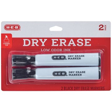H-E-B Chisel Tip Dry Erase Markers - Black Ink, 2 pk