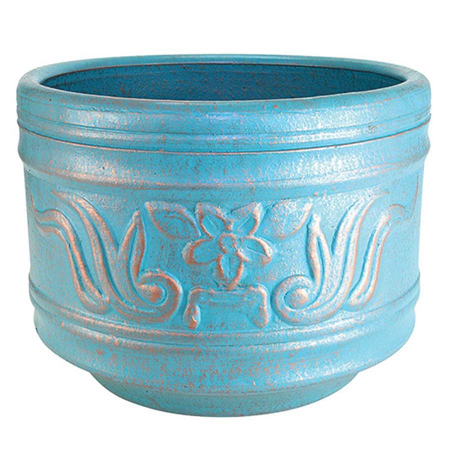 PR Imports Copper Blue Flower Planter Shop Pots & Planters at HEB