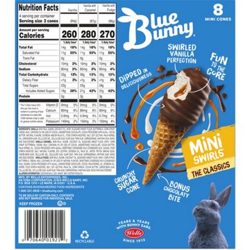 Blue Bunny Mini Swirls "The Classics" Ice Cream Cones Variety Pack, 8 ct
