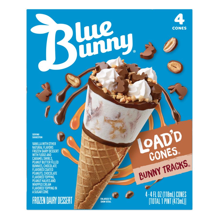 Blue Bunny Bunny Tracks Load'd Cones - Shop Cones & Sandwiches at H-E-B