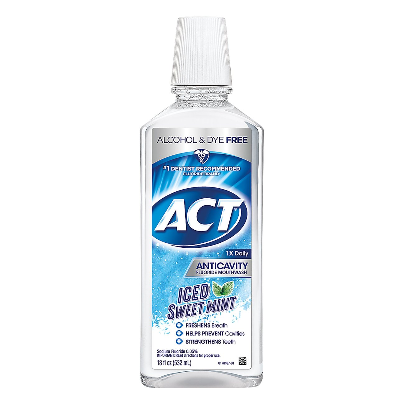 ACT Anticavity Mouthwash Iced Sweet Mint, Dye Free Shop Mouthwash at