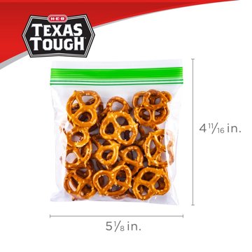 H-E-B Texas Tough Double Zipper Square Snack Bags, 100 ct