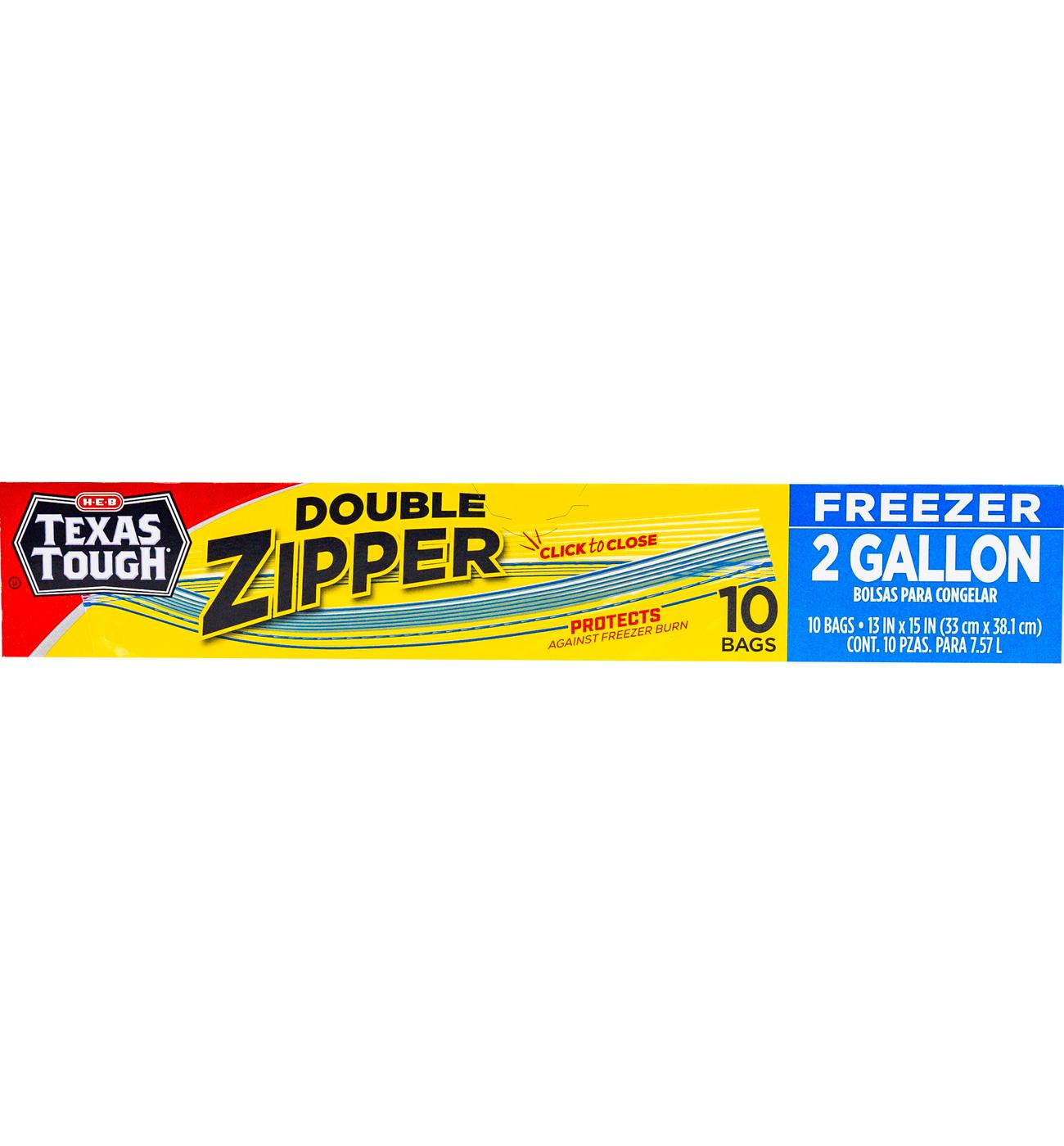 H-E-B Texas Tough Double Zipper 2-Gallon Freezer Bags; image 1 of 5