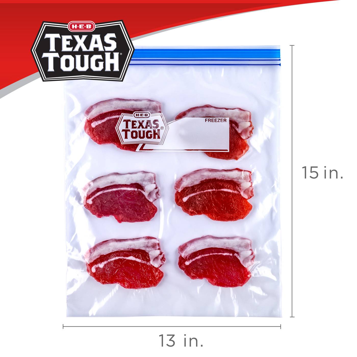 H-E-B Texas Tough Double Zipper 2-Gallon Freezer Bags; image 2 of 5