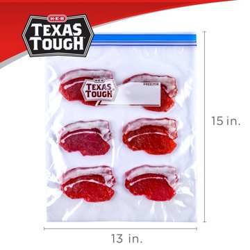 H-E-B Texas Tough Double Zipper 2-Gallon Freezer Bags, 10 ct