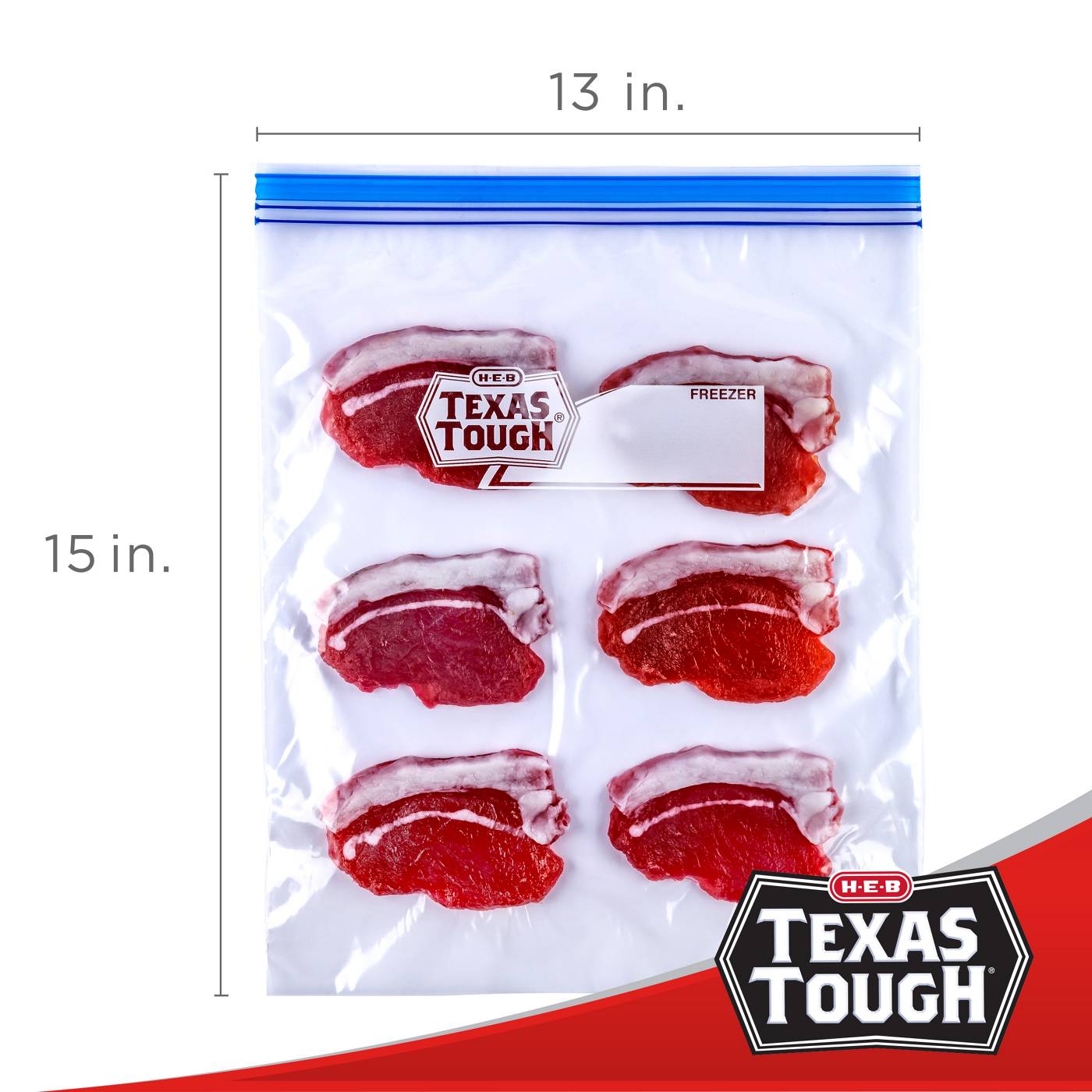 H-E-B Texas Tough Double Zipper 2-Gallon Freezer Bags; image 3 of 5