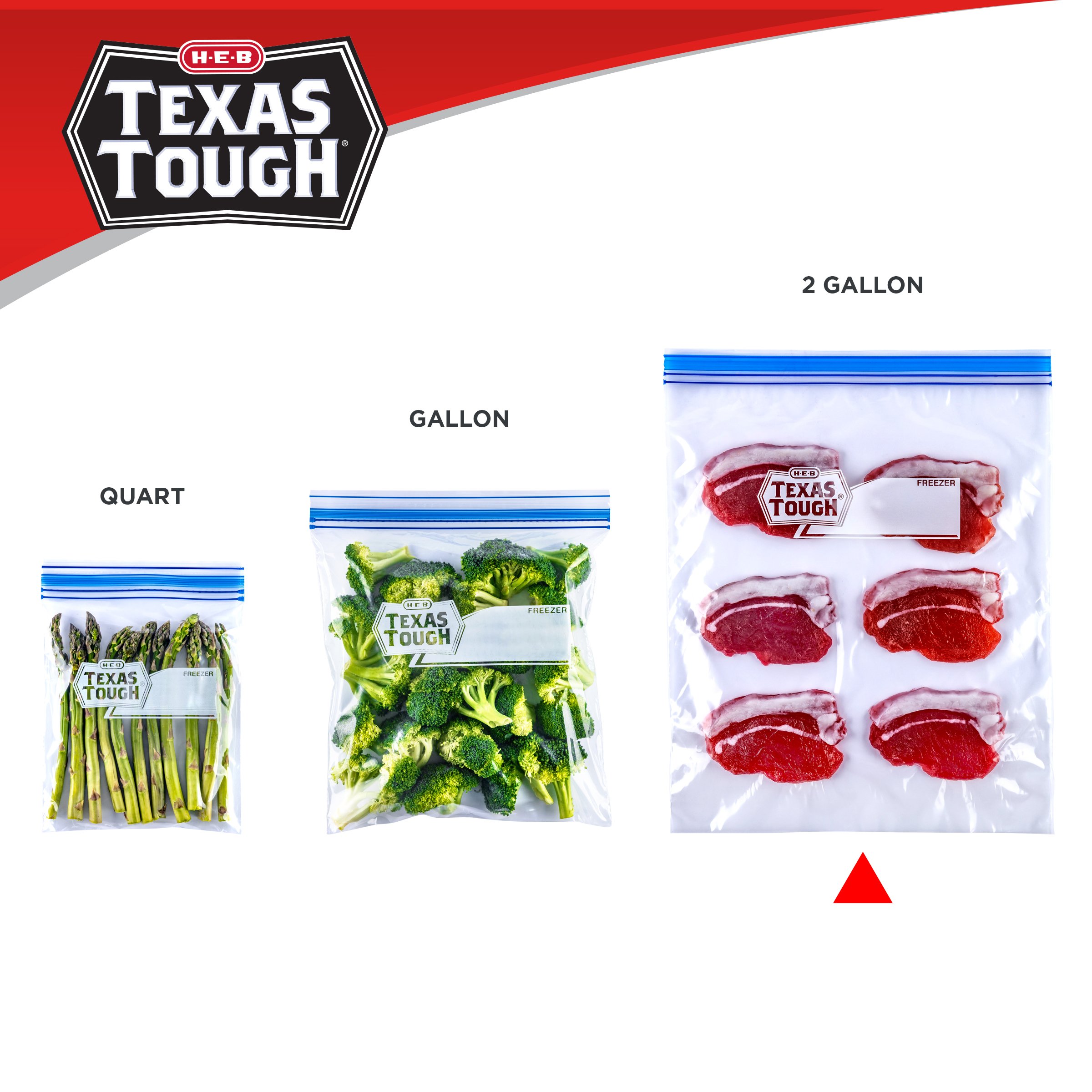H-E-B Texas Tough Double Zipper 2-Gallon Freezer Bags - Shop