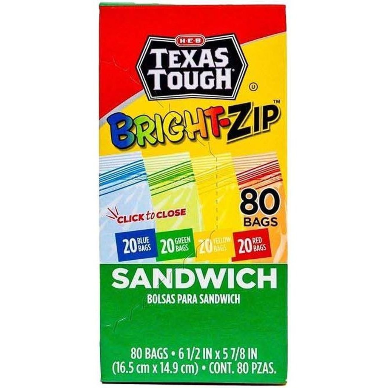 HEB Texas Tough Double Zipper Sandwich Bags Assorted Colors Shop Storage bags at HEB