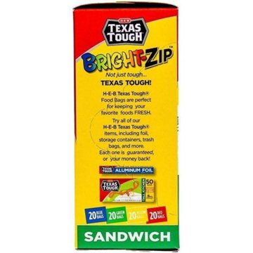 H-E-B Texas Tough Double Zipper Sandwich Bags - Assorted Colors, 80 ct
