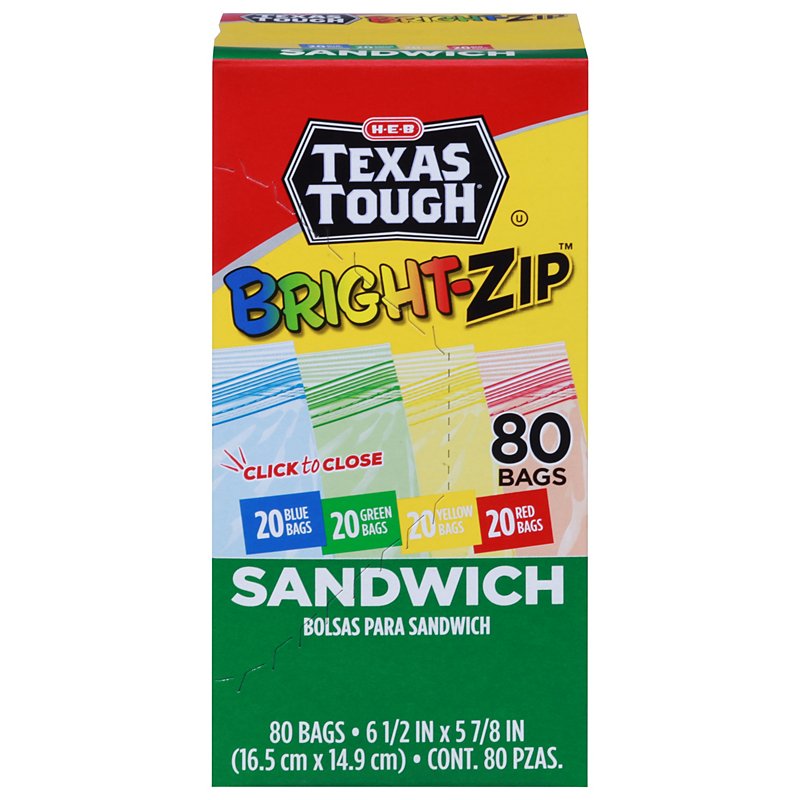 Colored Zipper Sandwich Bags Red Blue Yellow Green 80 Count BENTO 