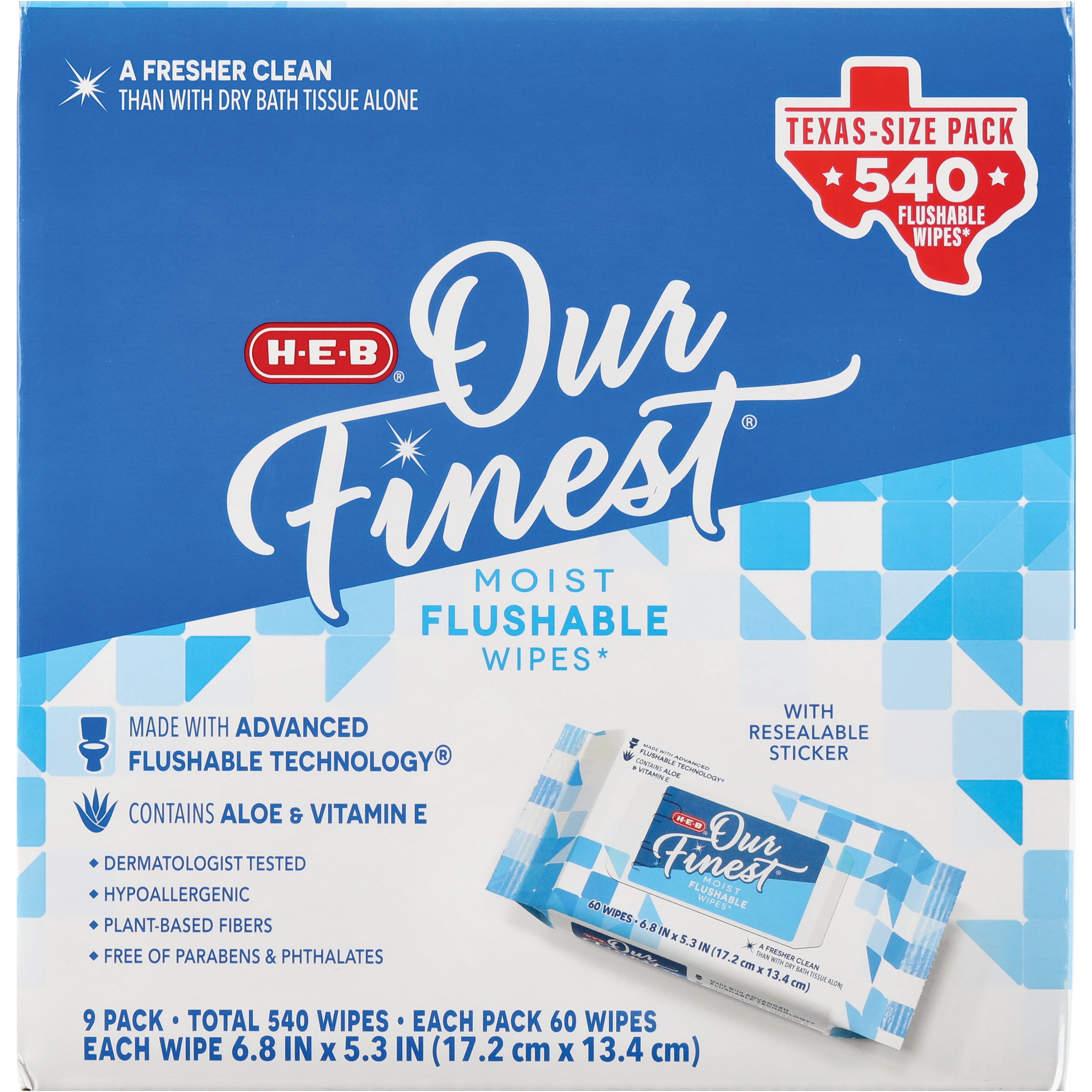 HEB Our Finest Moist Flushable Wipes Texas Size Pack Shop Toilet
