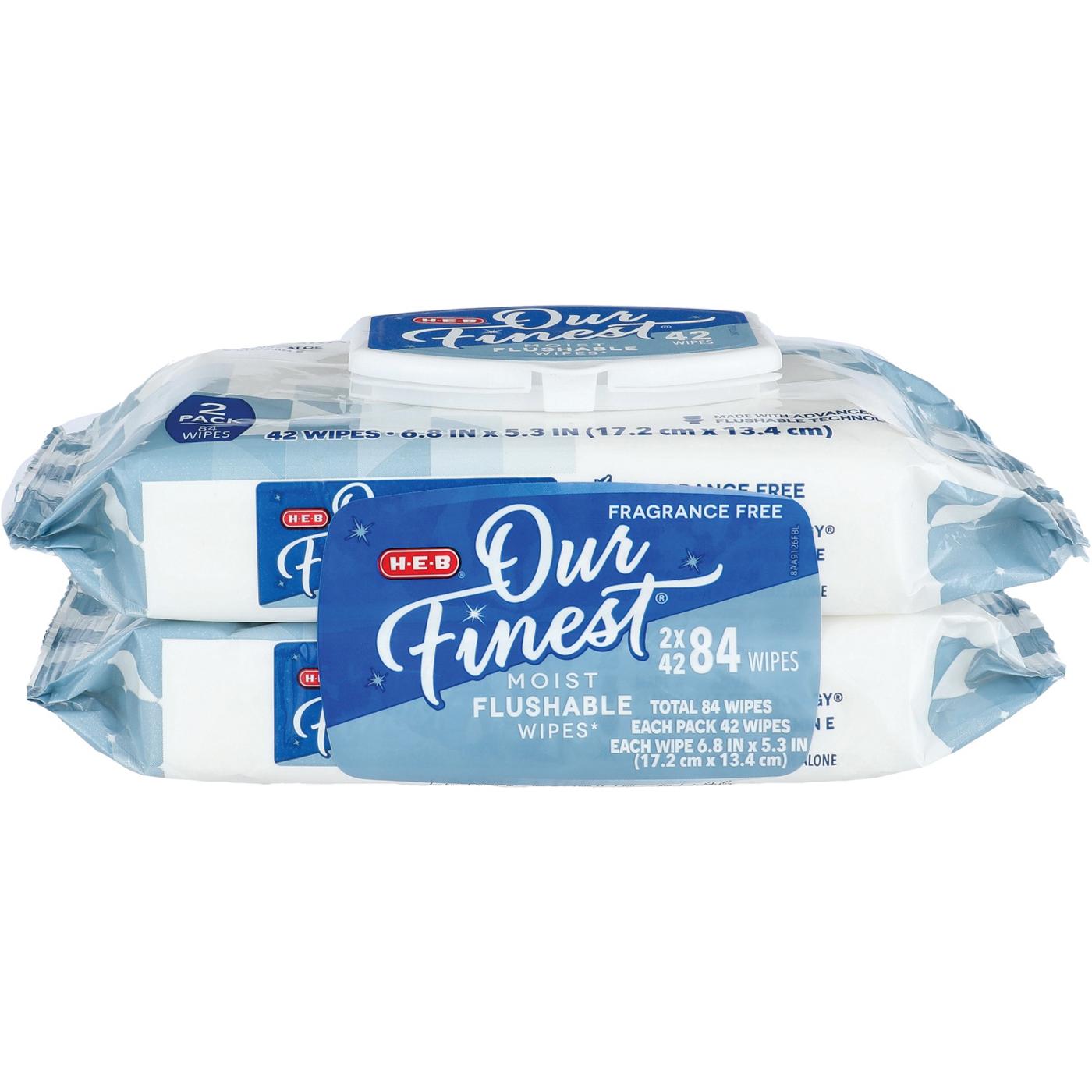 H-E-B Our Finest Moist Flushable Wipes 2 pk - Fragrance Free; image 1 of 2