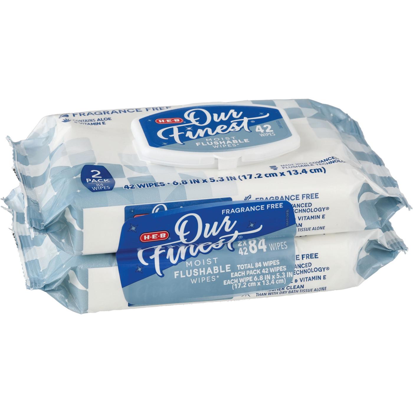 H-E-B Our Finest Moist Flushable Wipes 2 pk - Fragrance Free; image 2 of 2