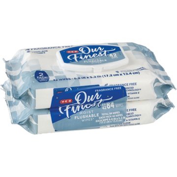 H-E-B Our Finest Moist Flushable Wipes 2 pk - Fragrance Free, 84 ct