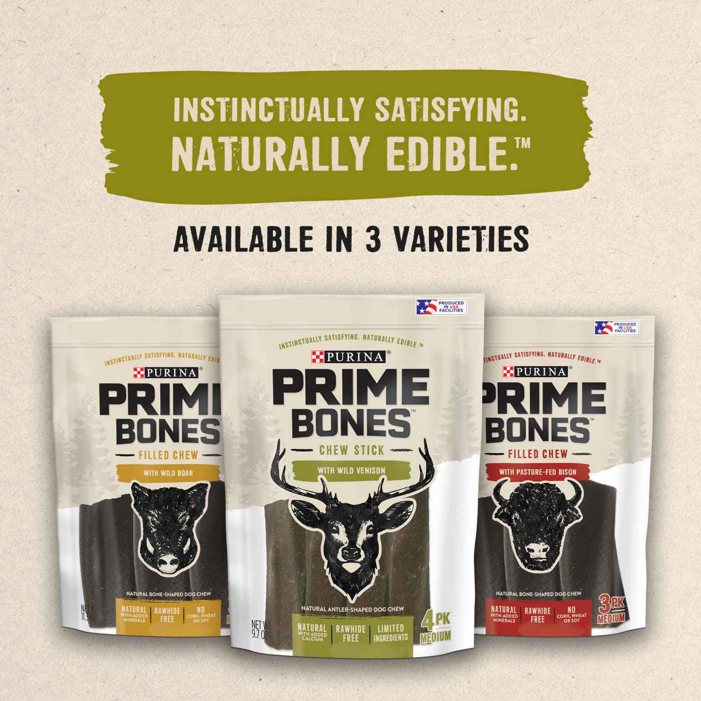 Prime Purina Prime Bones Made in USA Facilities Limited Ingredient Small Dog Treats, Chew Stick With Wild Venison; image 2 of 8