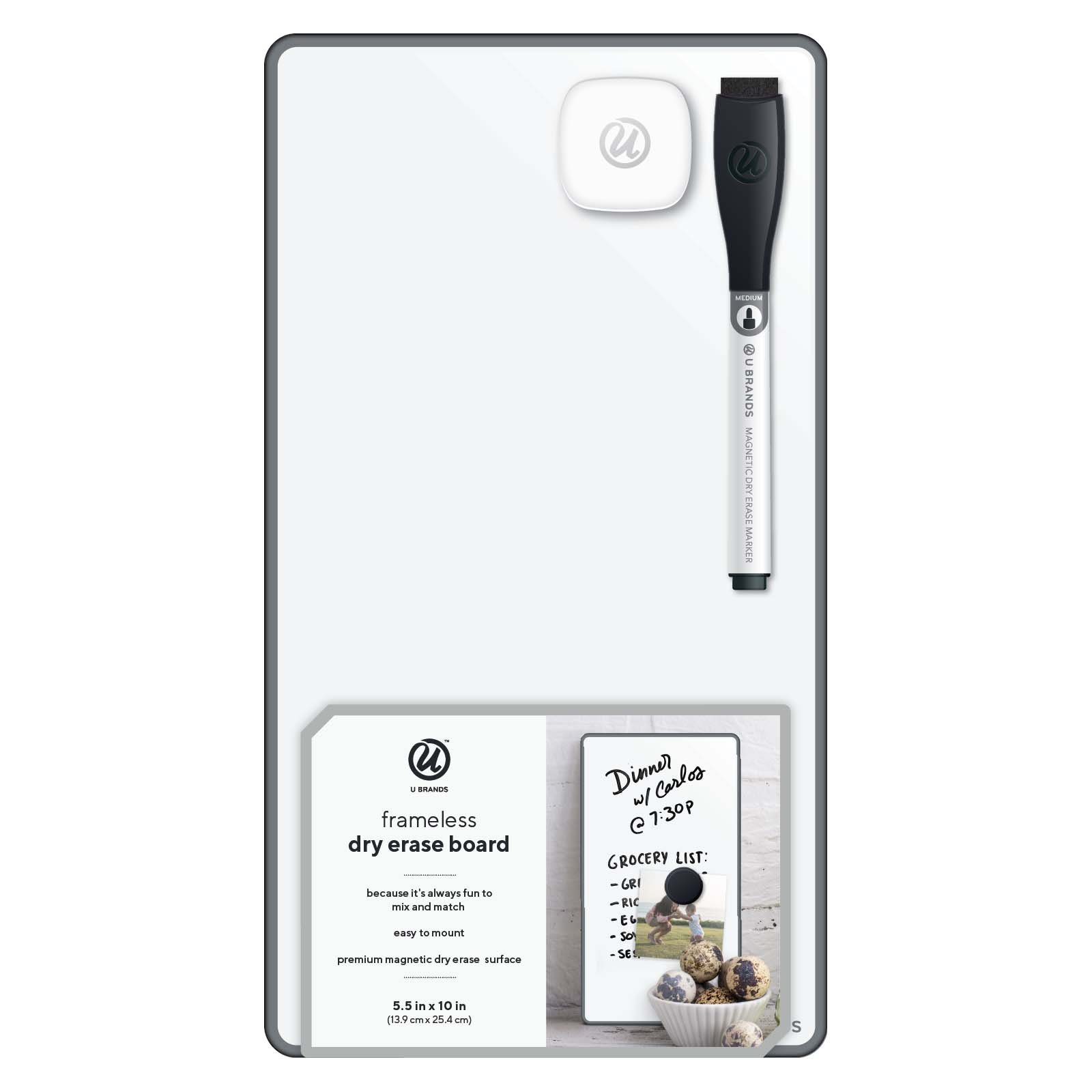 U Brands Frameless Dry Erase Board Shop Bulletin & dryerase
