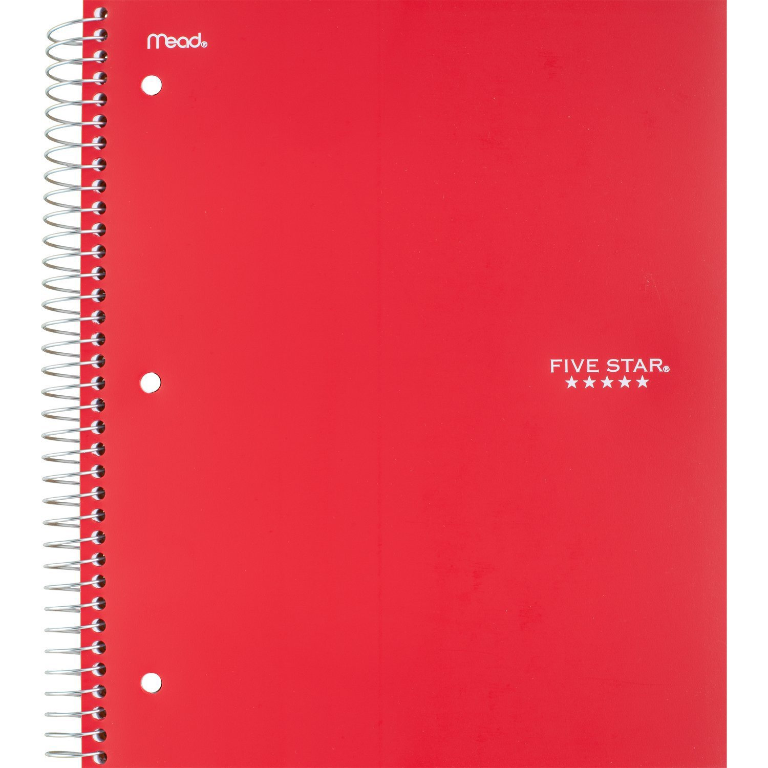 Five star red 5 subject college ruled spiral notebook shop notebooks