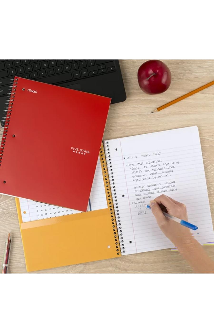 Five Star 1 Subject Wide Ruled Spiral Notebook Fire Red Shop