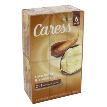 Caress Shea Butter & Brown Sugar Beauty Bar Soap, 6 ct