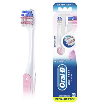 Oral-B Gum Care Compact Extra Soft Toothbrush, 2 ct