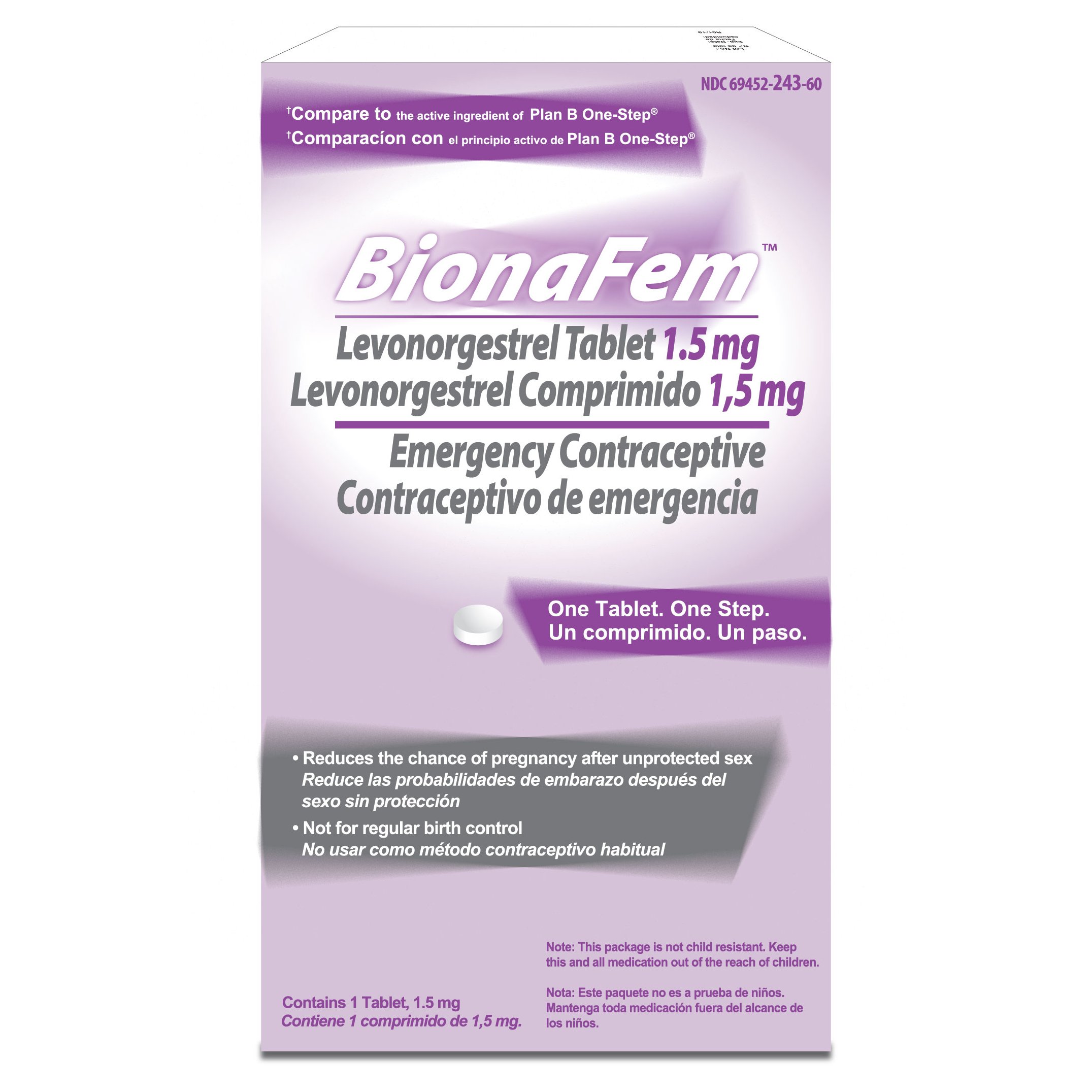 Bionafem Emergency Contraceptive 1 5 Mg Levonorgestrel Tablet Shop Condoms Contraception At H E B