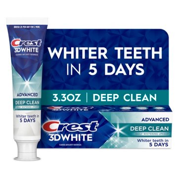 Crest 3DWhite Advanced Deep Clean Teeth Whitening Toothpaste, 3.3 oz