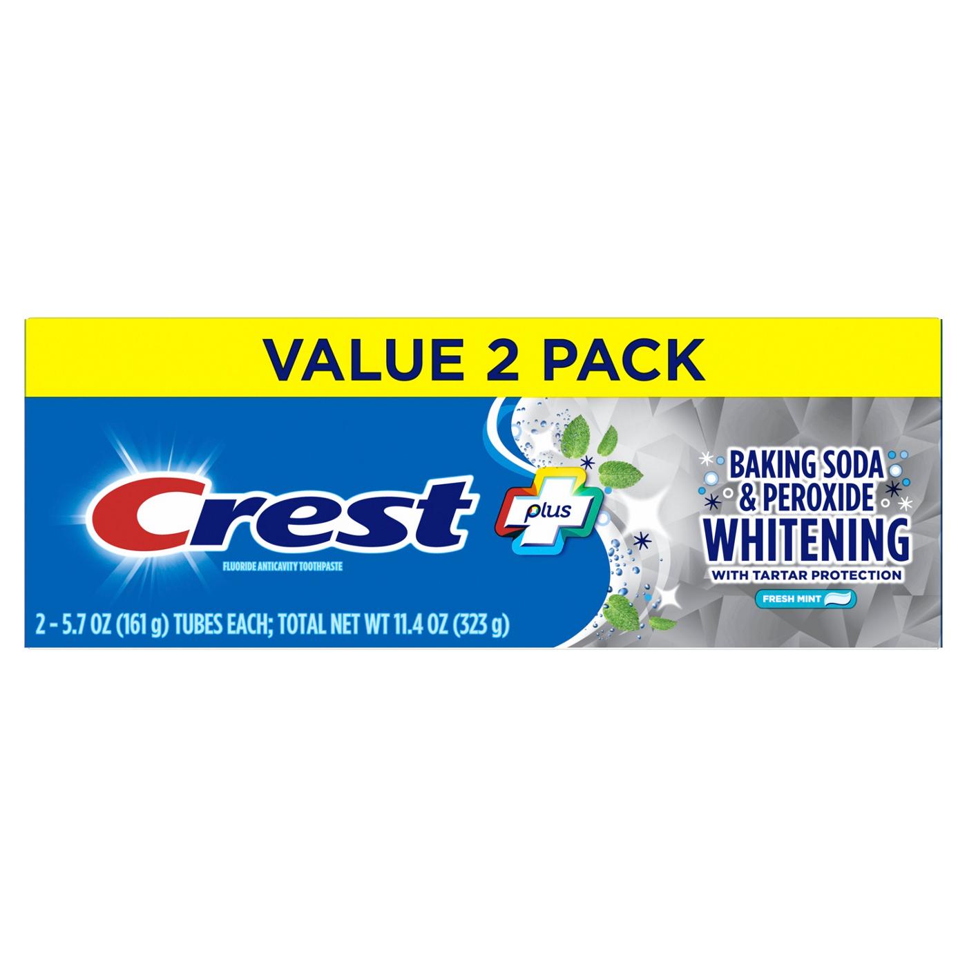 Crest Baking Soda & Peroxide Fresh Mint Whitening Toothpaste, 2 Pk; image 1 of 7