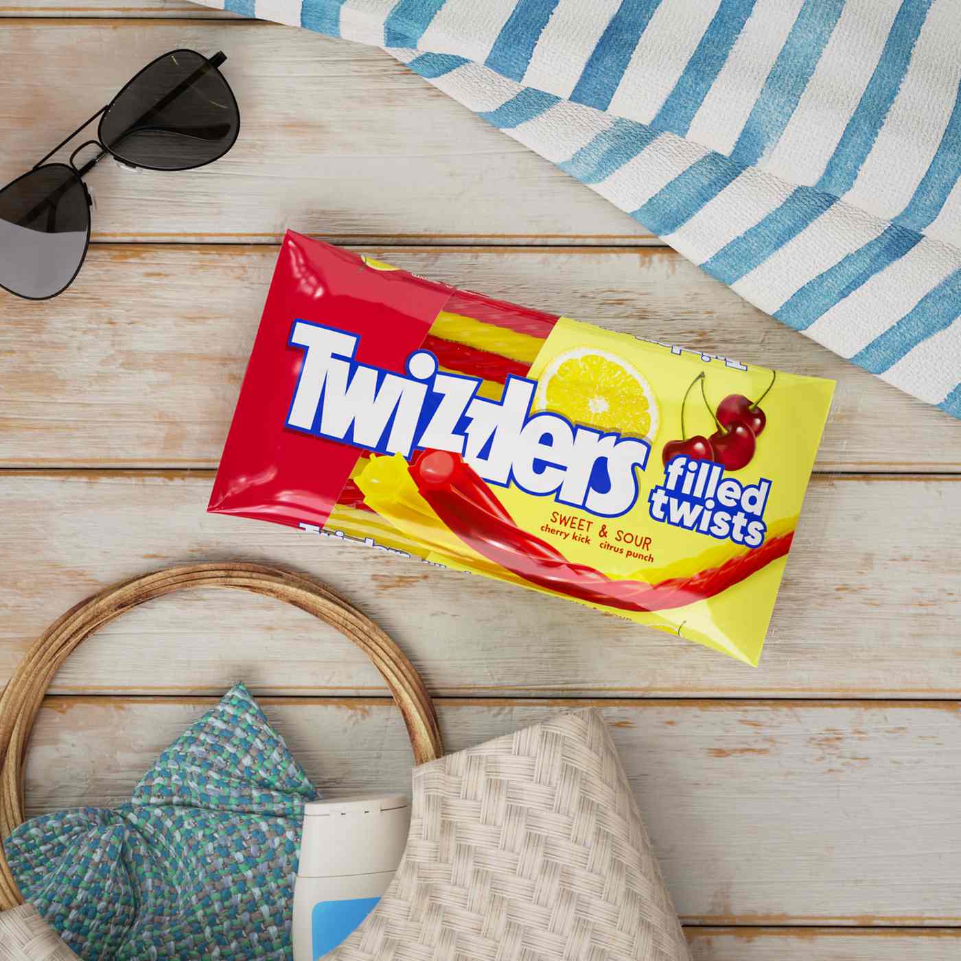 Twizzlers Filled Twists Cherry & Citrus Flavored Sweet & Sour Chewy Candy Unwrapped Bag; image 4 of 6