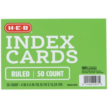 H-E-B Ruled Index Cards - White, 50 ct, 4" x 6"