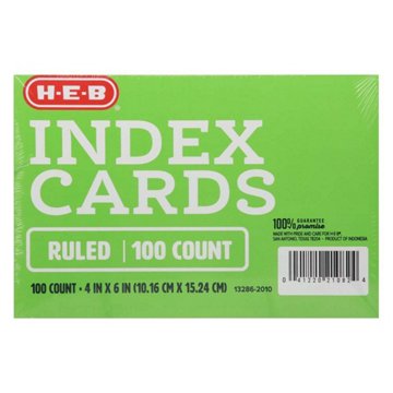 H-E-B Ruled Index Cards - White, 100 ct, 4" x 6"