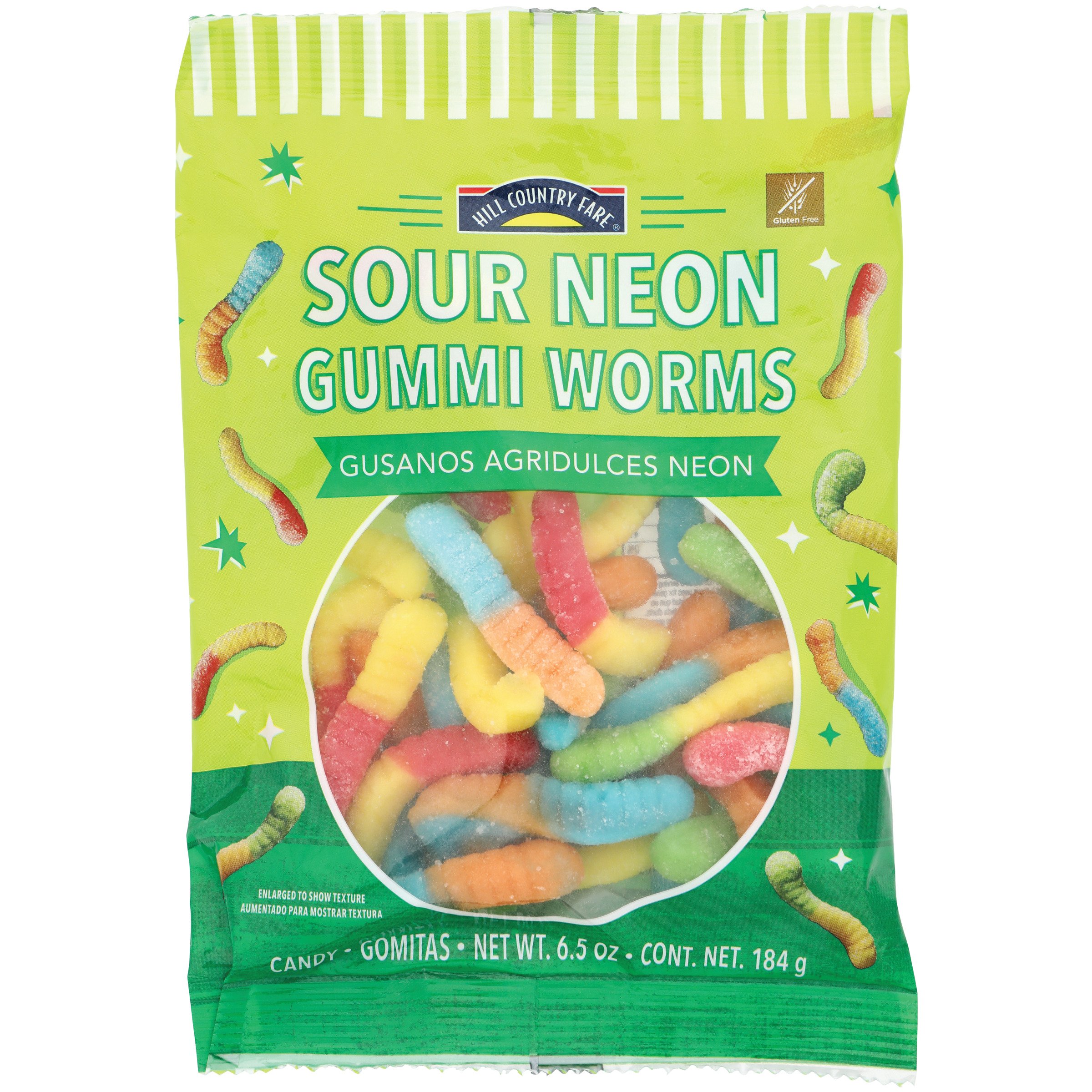 Hill Country Fare Sour Neon Gummi Worms Shop Candy At H E B