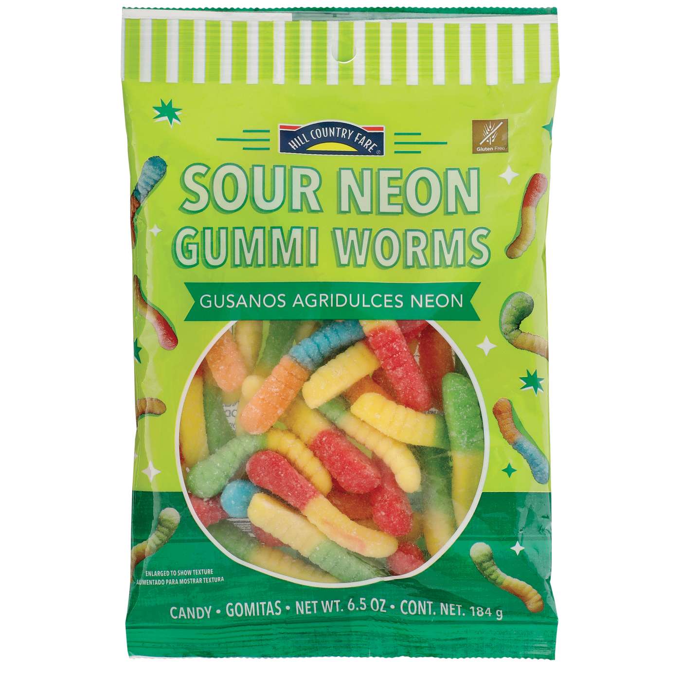 Hill Country Fare Sour Neon Gummi Worms; image 1 of 2