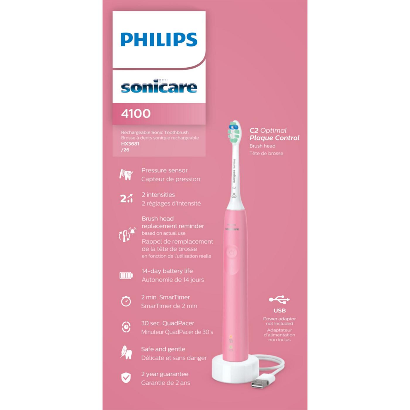 Philips Sonicare 4100 Powered Toothbrush - Pink; image 3 of 4