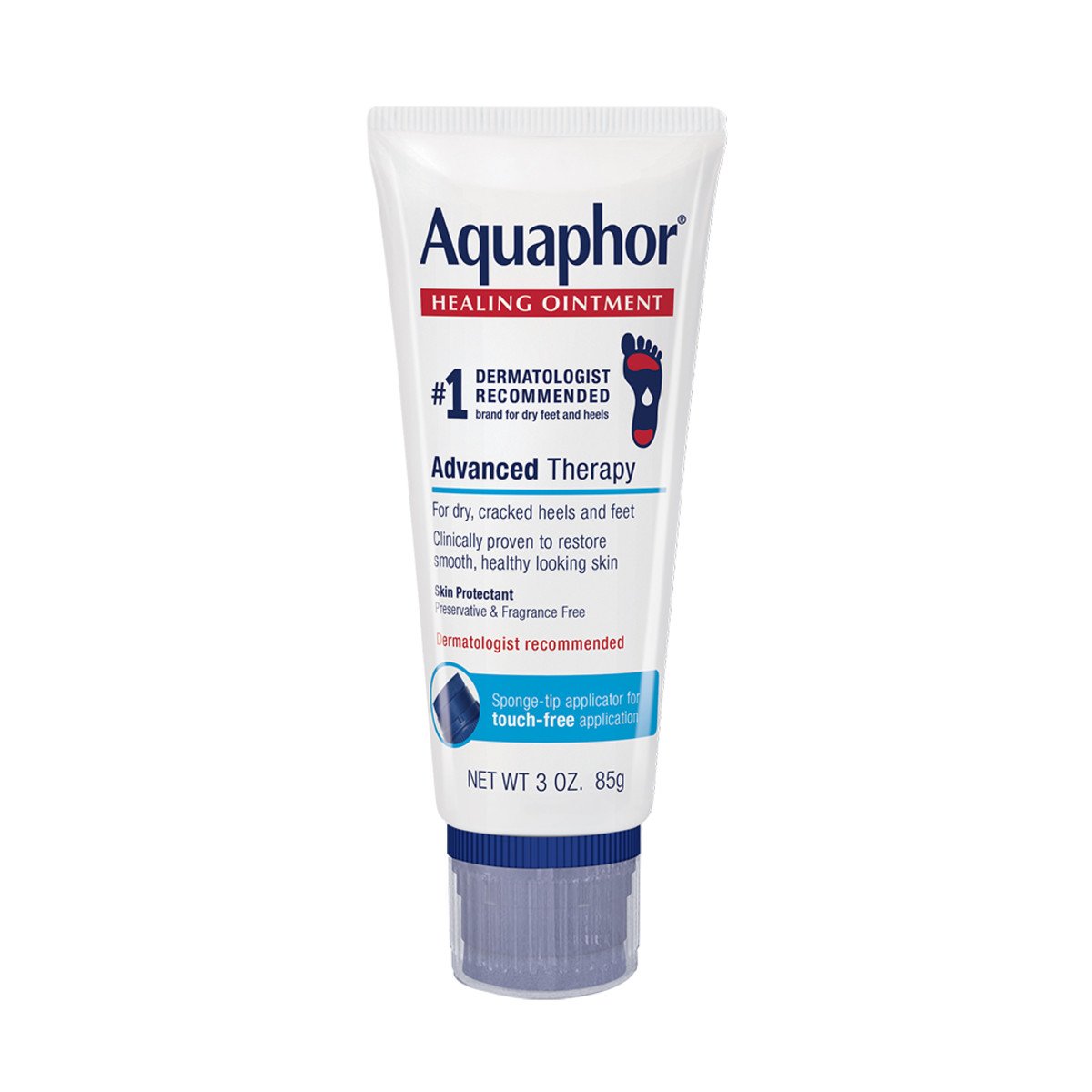 Aquaphor Healing Ointment with Touch Free Applicator for Feet Tube