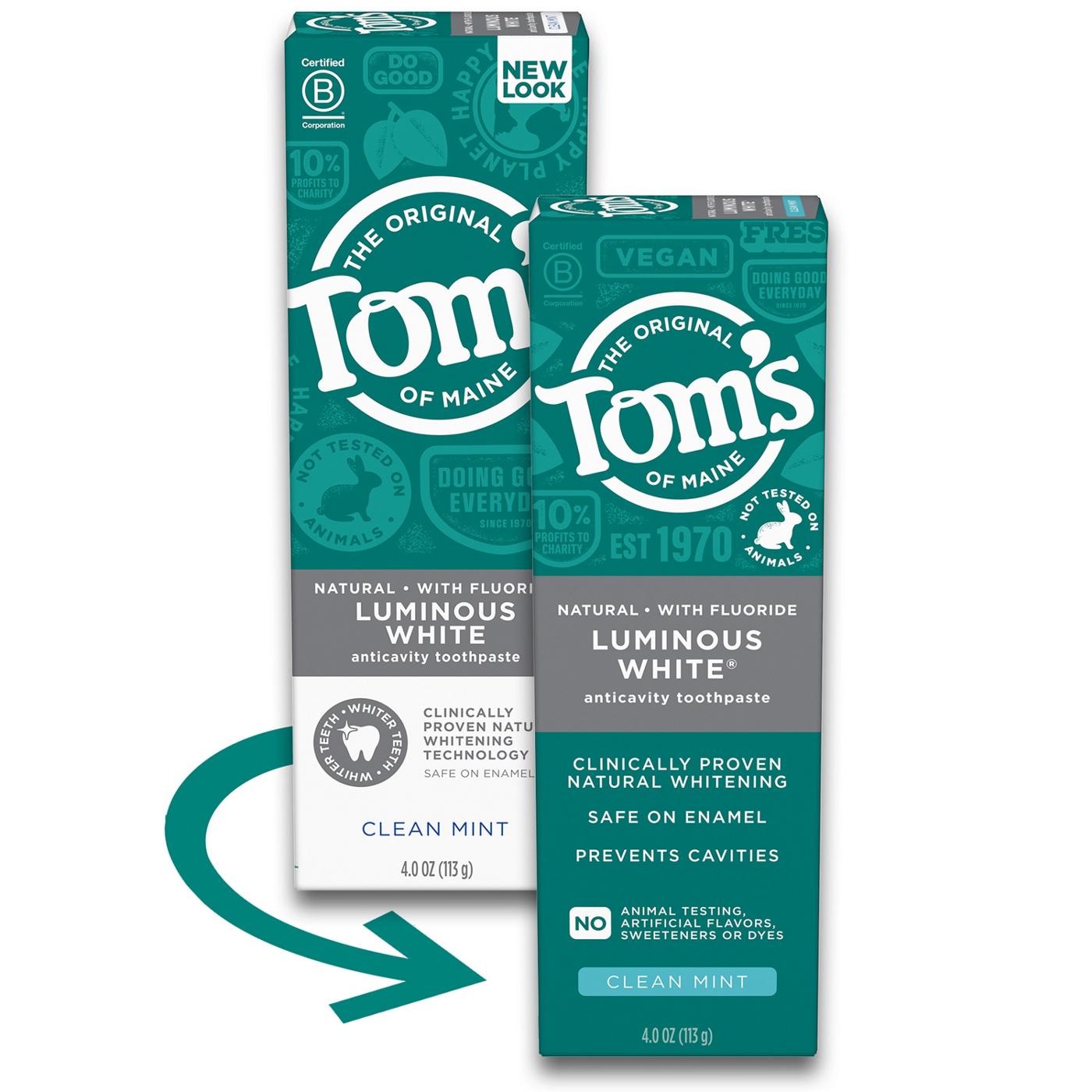 Tom's of Maine Luminous White Anticavity Toothpaste - Clean Mint; image 2 of 2