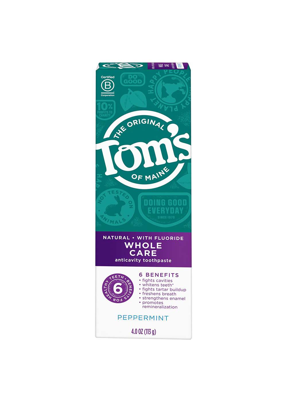 Tom's of Maine Whole Care Anticavity Toothpaste - Peppermint; image 1 of 8