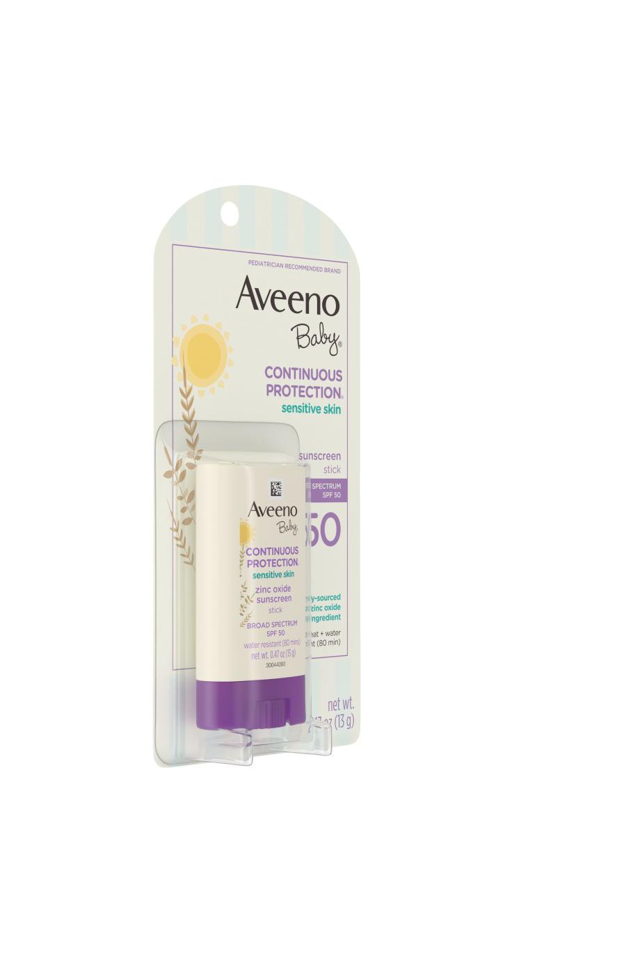 Aveeno Baby Baby Continuous Protection Sensitive Skin Sunscreen Stick Broad Spectrum SPF 50; image 2 of 3