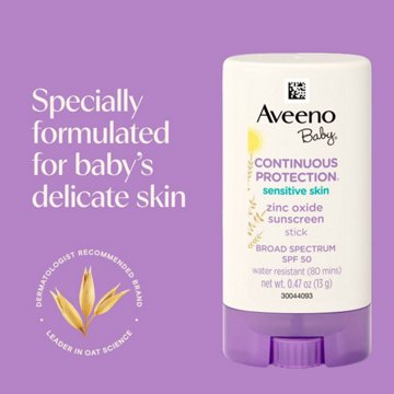 Aveeno Baby Continuous Protection Sensitive Skin Sunscreen Stick Broad Spectrum SPF 50