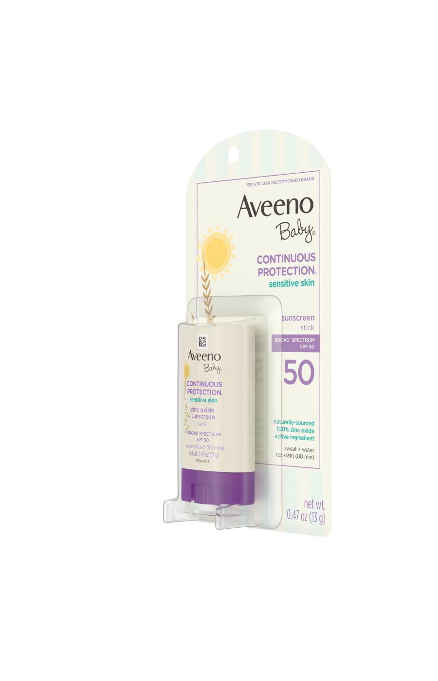 Aveeno Baby Baby Continuous Protection Sensitive Skin Sunscreen Stick Broad Spectrum SPF 50; image 3 of 3