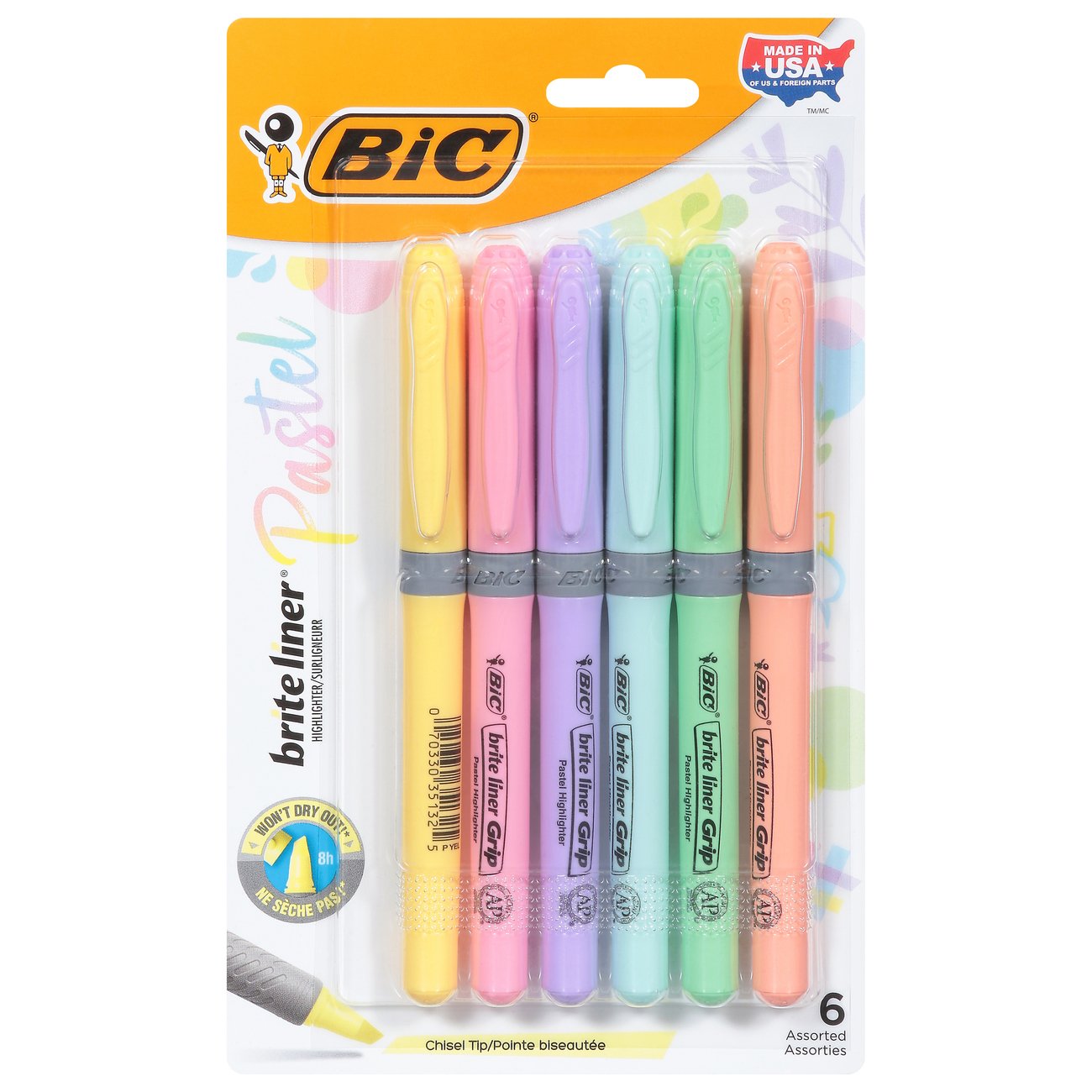 BIC Brite Liner Pastel Chisel Tip Highlighters Assorted Ink Shop