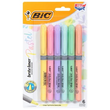 BIC Brite Liner Pastel Chisel Tip Highlighters - Assorted Ink, 6 pk